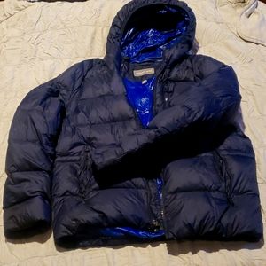 Winter Puffer Mens Jacket Michael Kors Size M Navy Blue